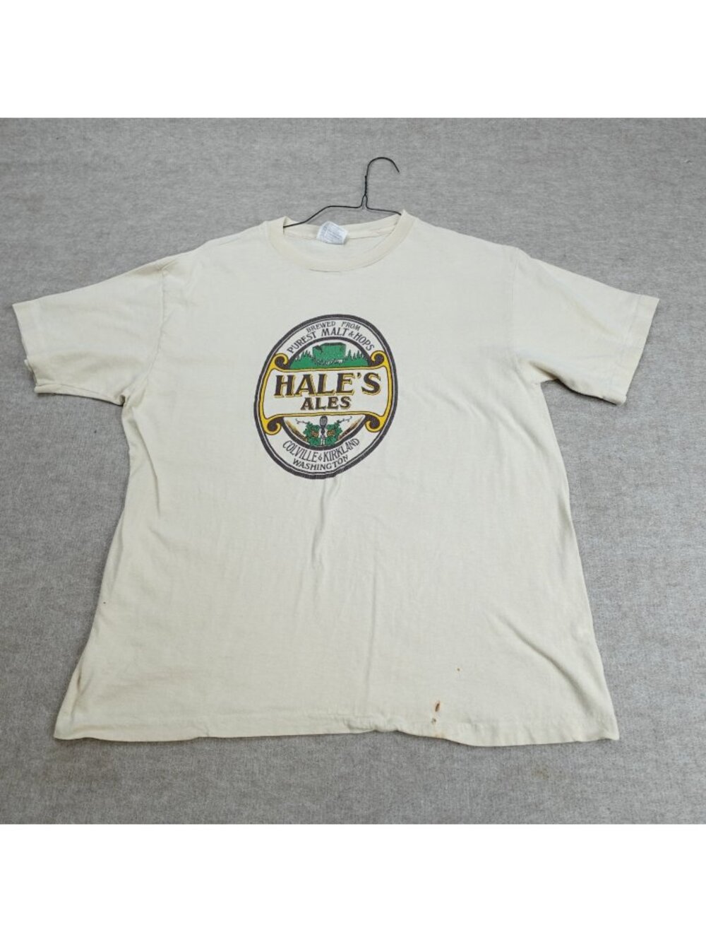 Hale's Ale Shirt Medium Beige Vintage Single Stitch Seattle Washington